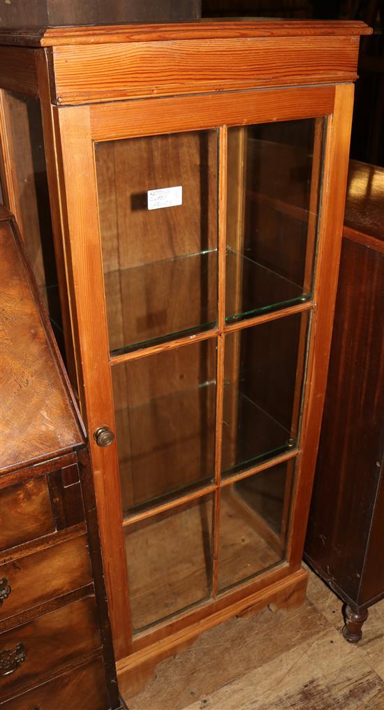 Pine single door glazed cabinet